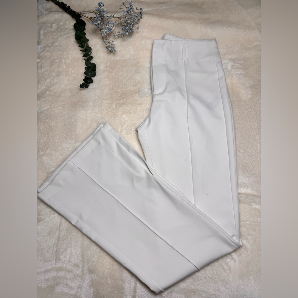 Bershka White Wide Leg Pants